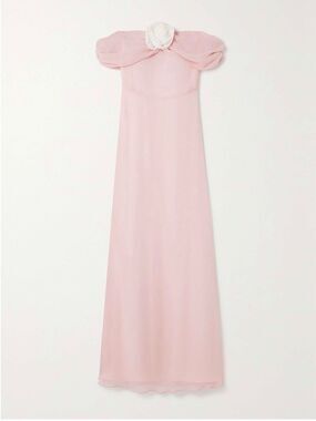 Bernadette Blair Off-the-shoulder Appliquéd Silk-georgette Maxi Dress SZ 36 NWT